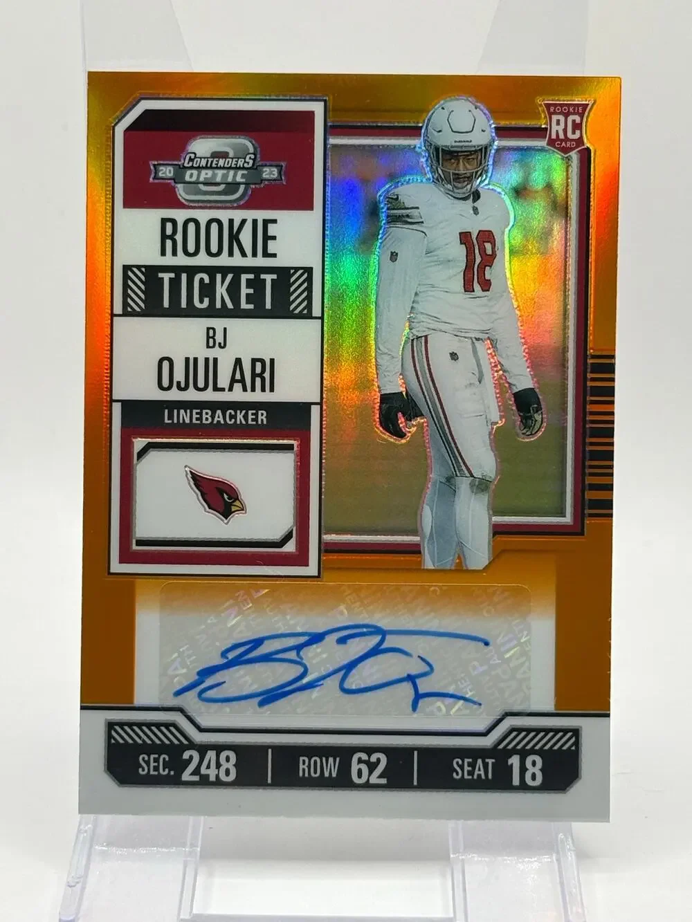 2023 Panini Contenders Optic BJ Ojulari Rookie Ticket Orange Auto 2/50 SP RC